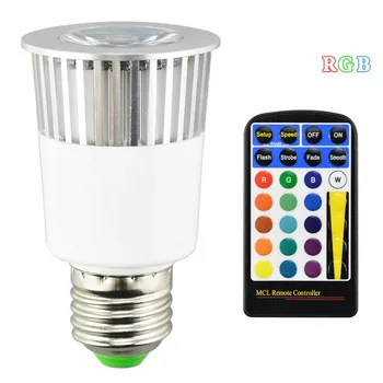 

LED light E27 RGB LED Lamp 12W MR16 GU10 B22 LED Bulb 85-265V RGB Spotlight High Power 16 Color IR Remote Controller Bulbs
