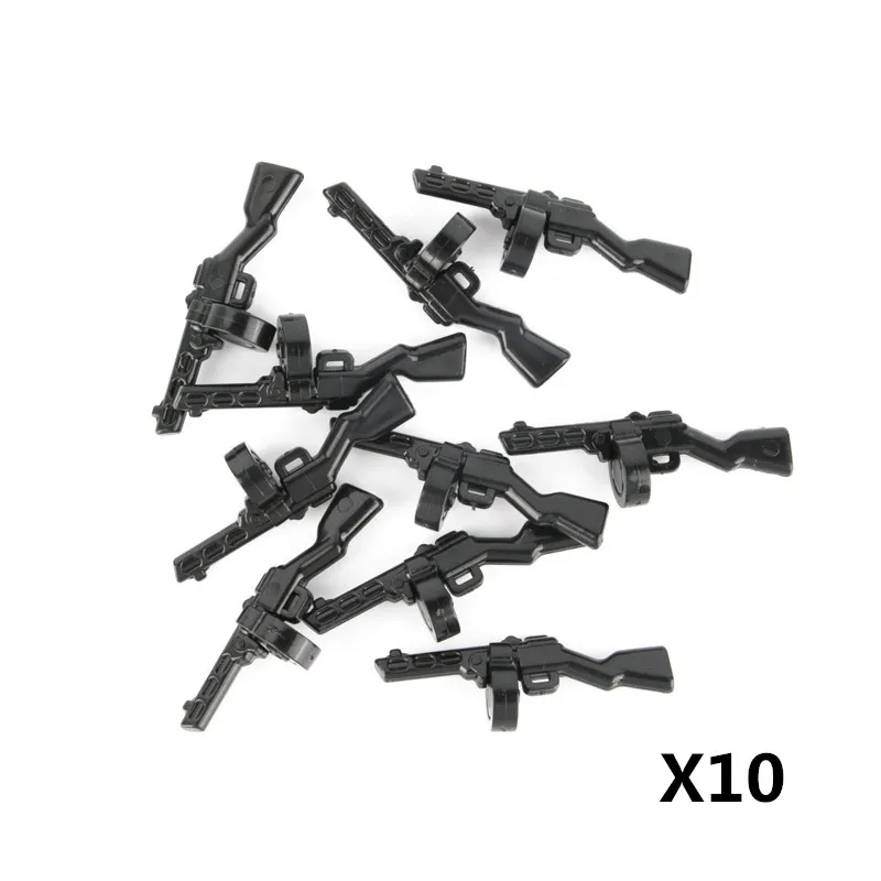 22-PPSH-10PCS WW2 военный немецкий солдат оружие строительный блок 98k винтовка огнестрельное оружие армейские аксессуары Кирпичи полицейский спецназ фигурка MOC игрушка C106 - Цвет: 22-PPSH-10PCS
