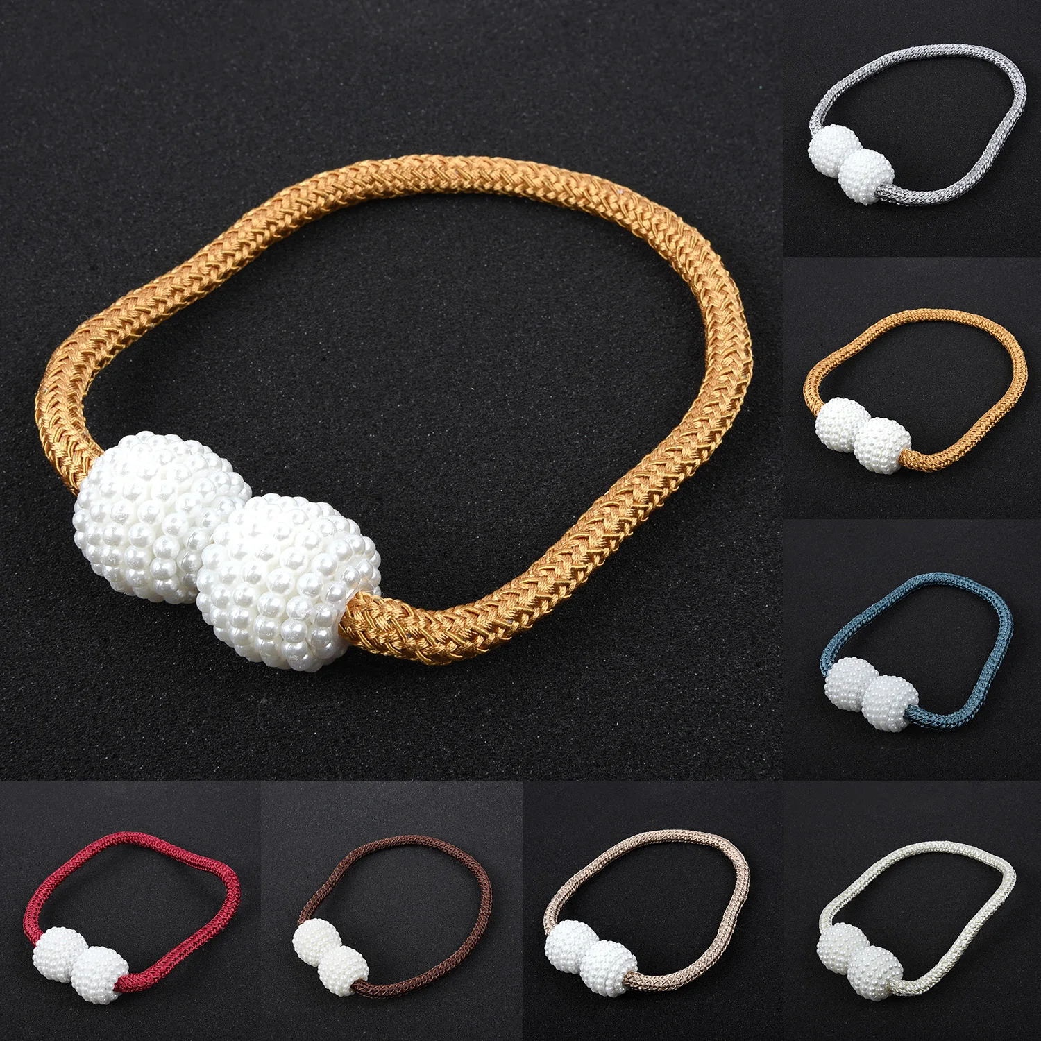 Pearl Ball Magnetic Curtain Buckle Holder Tie-back Clips Room Window Parts