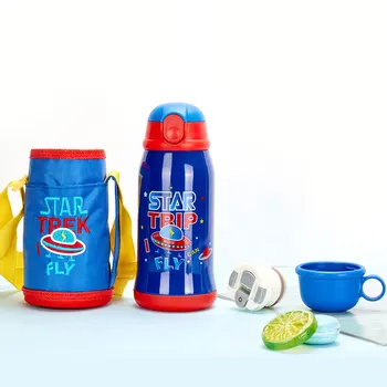 

500ml Kids Thermos Mug With Straw Stainless Steel Cartoons Vacuum Flasks Children Cute Thermal Water Bottle Tumbler Thermocup