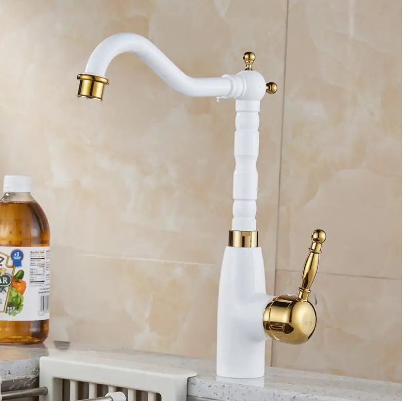 White and gold Kitchen Faucet Sink Mixer Tap 360 degree rotation kitchen  mixer taps Kitchen Tap