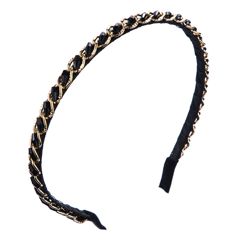 Модный корейский чистый ручной работы сплав и блестящий кристалл тонкая сторона девушки повязку для волос аксессуары для волос для женщин