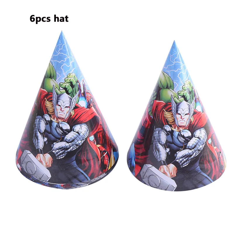 6pcs hat Мстители тема Бумага чашки салфетки пластины 7 дюймов Дети пользу для день рождения, детский душ вечерние поставки одноразовый набор - Цвет: 6pcs hat