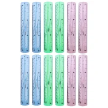 12 pces régua de medição transparente plástica 15cm do escritório dos artigos de papelaria dos alunos da escola (cor aleatória)