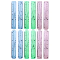 Règles transparentes en plastique, papeterie scolaire, règle de mesure de bureau de 15CM (couleur aléatoire) 12 pièces 
