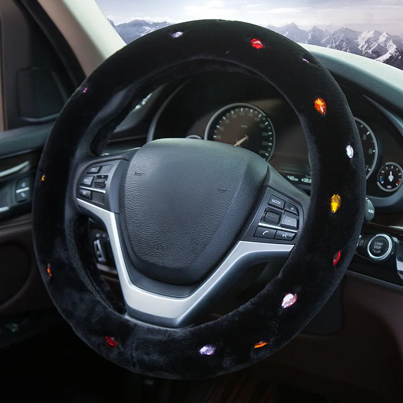 Girl Car Decoration Winter Warm Plush Diamond encrusted Auto Decoration