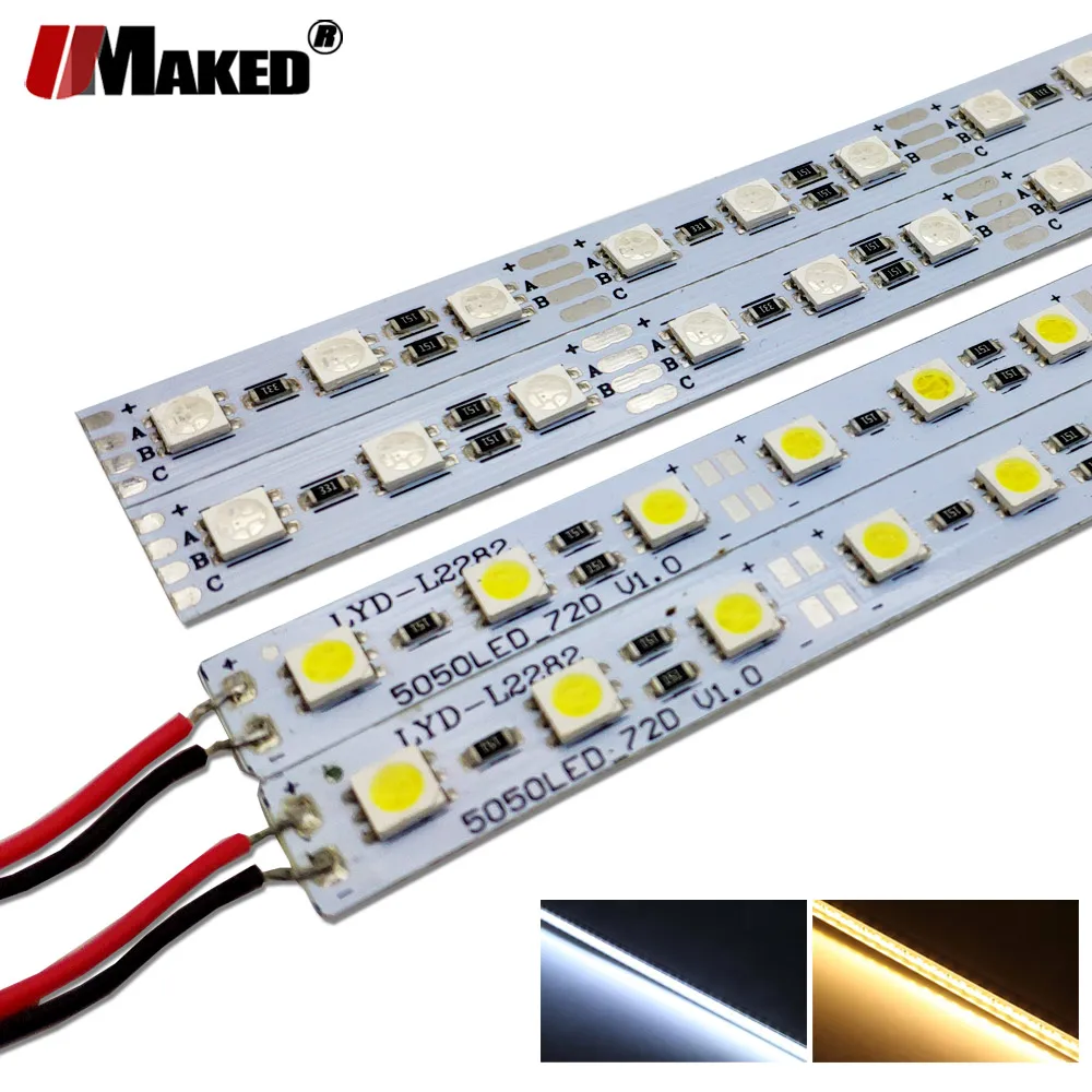 10pcs*50cm 5050 LED Bar Strip Supper Bright DC12V 36LEDs SMD 8W LED Rigid Strip Energy Saving For LED Fluorescent Counter Lights