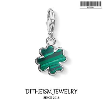 

Green Cloverleaf Charms Pendant,2019 Fashion Jewelry 925 Sterling Silver Trendy Lucky Gift For Women Girls Fit Bracelet Necklace