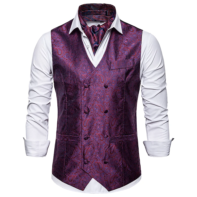 Plus size Fashion men suit vest business casual style Double-breasted design vest Cashew flowers pattern sleeveless garmen Plus size Fashion men suit vest business casual style Double-breasted design vest Cashew flowers pattern sleeveless garmen