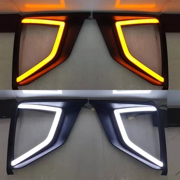 

CSCSNL 1 Pair LED Daytime Running Light 12V Car DRL fog lamp With Yellow Turn Signal For Mitsubishi Xpander 2017 2018 2019