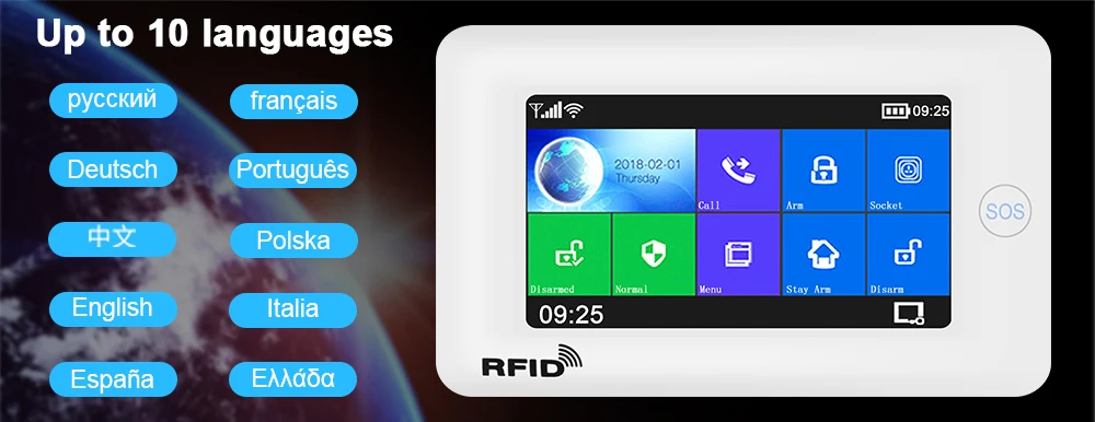 Awaywar wifi GSM домашняя охранная смарт-сигнализация комплект 4,3 дюймов сенсорный экран приложение дистанционное управление RFID Arm Disarm