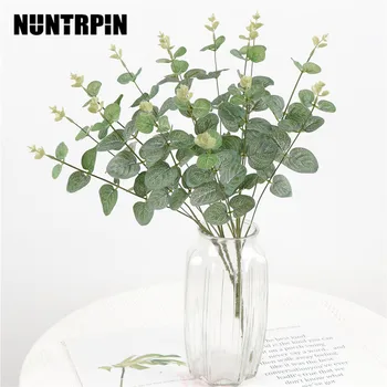 

Artificial Leaves Branch Retro Green Silk Eucalyptus Leaf for Home Decor Wedding Fake Plants Bridal Bouquet