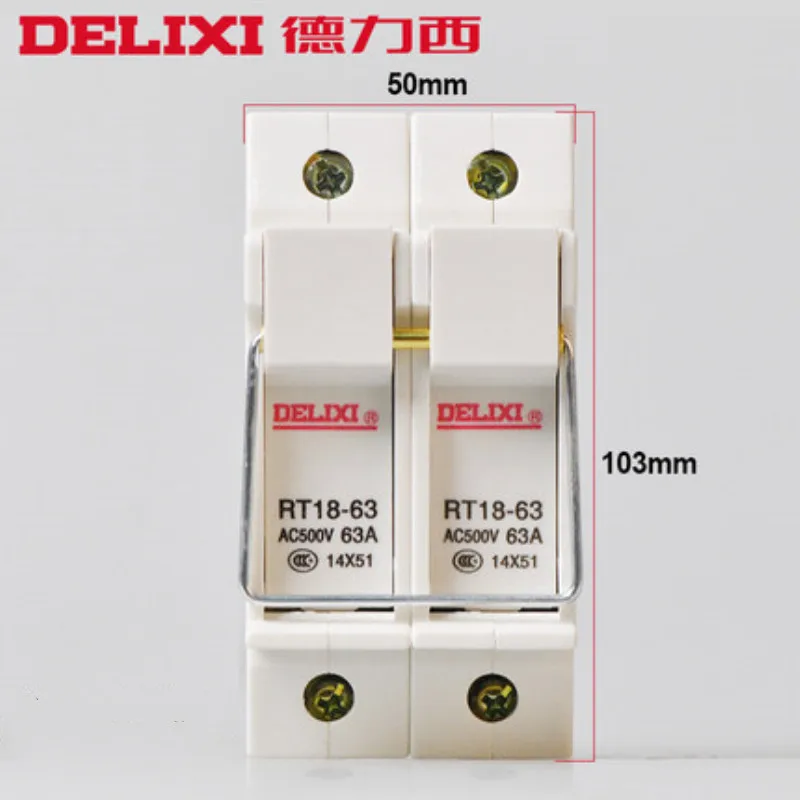 1 шт. Delixi RT18-63 2P63A Предохранитель база for14x51mm предохранитель Основной Держатель предохранителя рейку