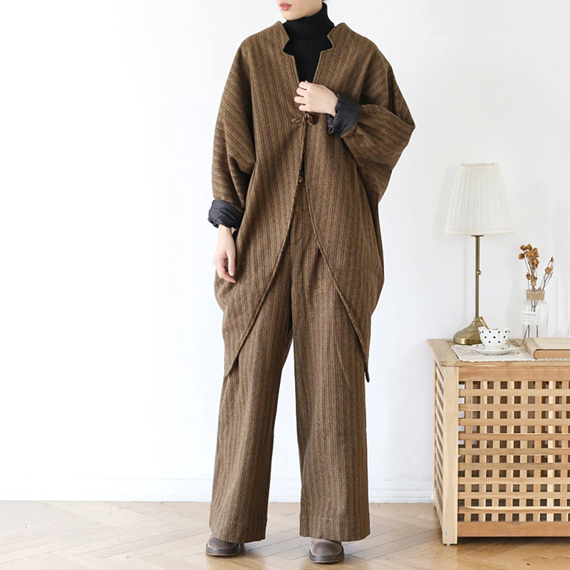 [DEAT] широкие брюки; костюм из двух предметов; Новинка; круглый вырез ...