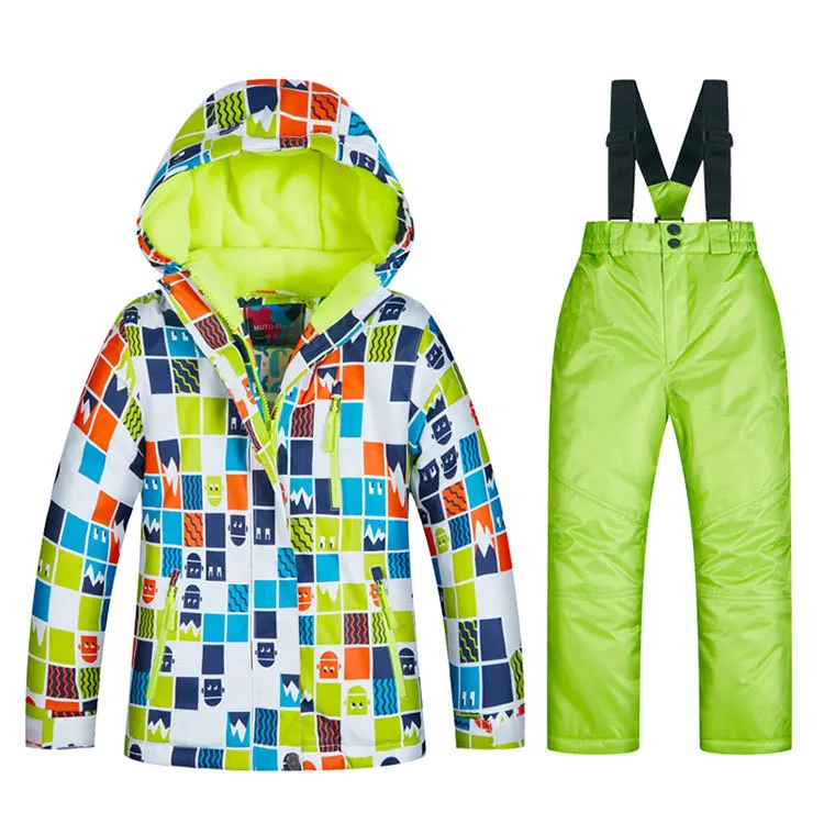 Детская водонепроницаемая куртка с капюшоном, пальто, парки, штаны, зимняя одежда для мальчиков и девочек-подростков, комплект для катания на лыжах и сноуборде, комплект для сноуборда