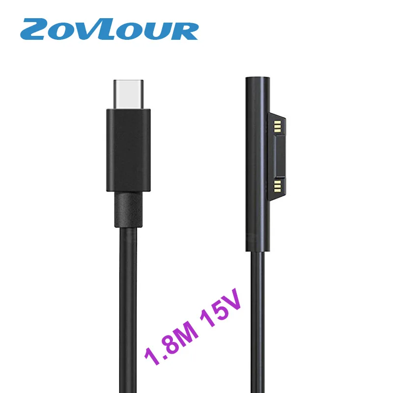 

1.8M 15V USB TYPE C PD Quick Charging Power Cables for Microsoft Surface Pro 6 5 4 3 Go Book 2