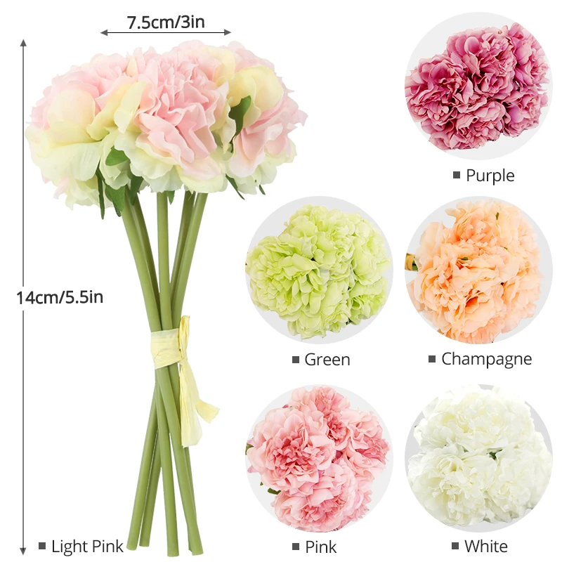 Шелковые пионы с 5 головками искусственные цветы Букет пионов для свадебного