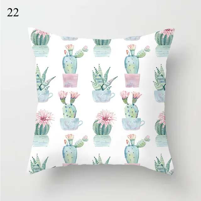 1PC Cactus Floral Print Cushion Cover Polyester Pillow Cases Throw Pillows Sofa Home Decor Pillowcase Decorative Pillow Covers 22