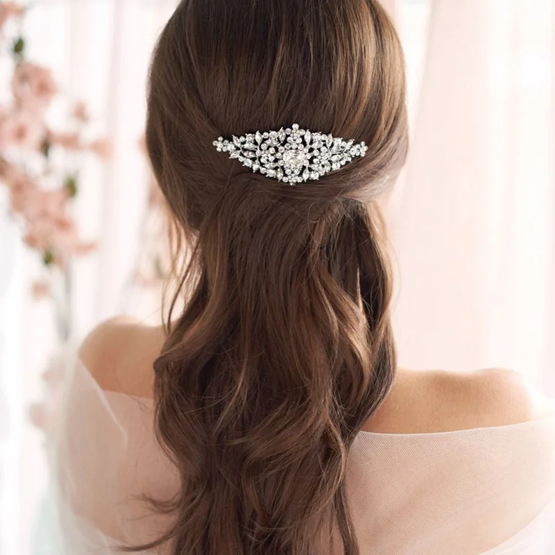 Модный свадебный горный хрусталь расческа для волос ручной работы серебряные аксессуары для волос свадебный головной убор Дамская заколка для волос расческа для волос