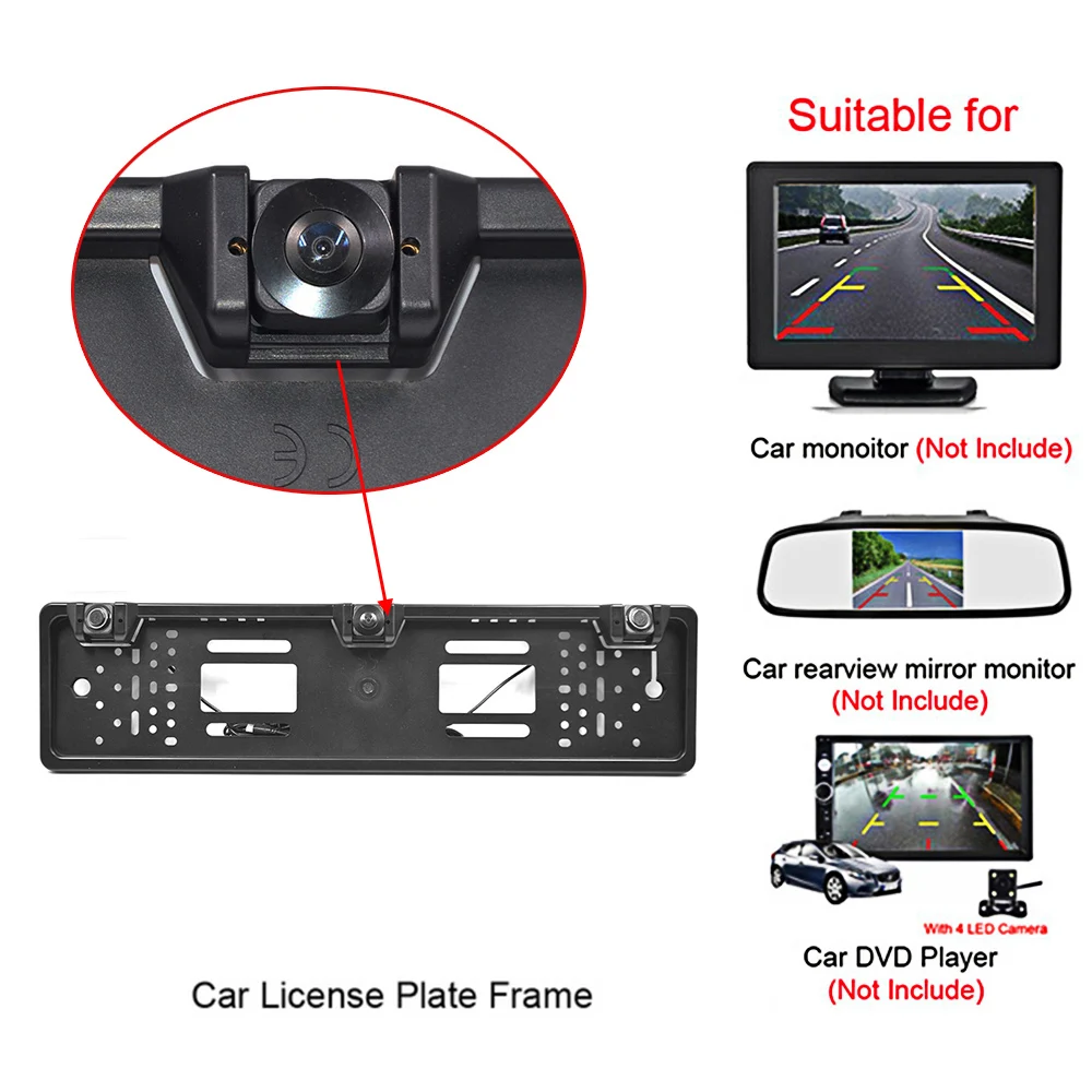 Hot New European License Frame Camera Rear View with Reversing Radar System Parking Sensor Car Accessories|Matrícula| - AliExpress