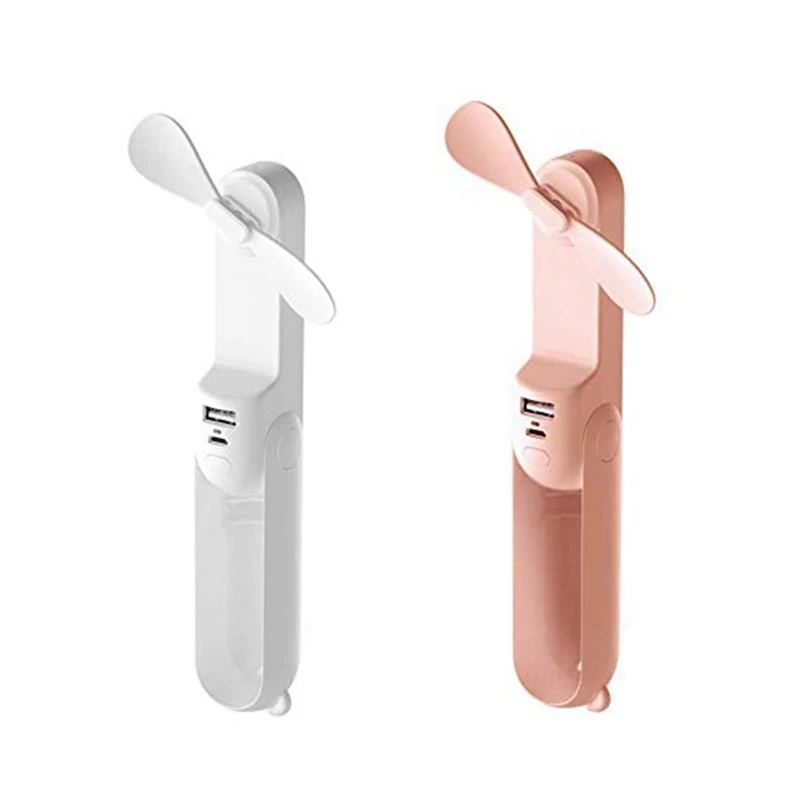

2 Pcs Portable Handheld Mini Fan Lovely Small Bear Usb Foldable Multipurpose Outdoor Fan Rechargeable Desktop Fan for Home Pink