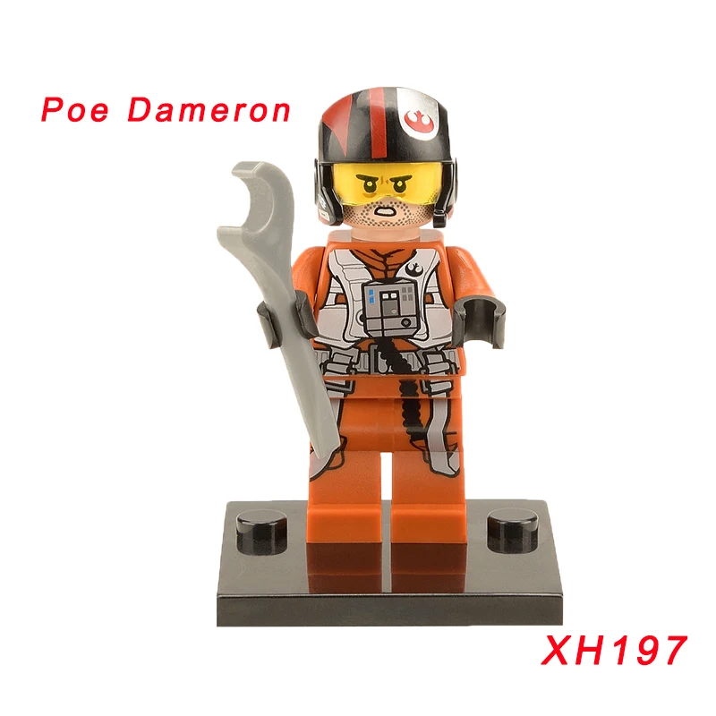Одиночная Звездные войны кирпич первый заказ пилот боец Rey POE dameron Tasu Leech Хан Solo Императорский Финн строительный блок - Цвет: xh197