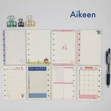 Маленький цветной блокнот A7, заправляемые страницы, 6 отверстий, листы с вкладышами, 45 листов, спиральный планировщик, внутренний набор страниц