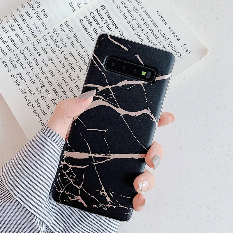 Geometric Marble Phone Cases For Samsung Galaxy Note 10 Pro Note 8 9 S10 S9 S8 Plus S10e Electroplated Soft IMD Back Cover Case - Цвет: style13