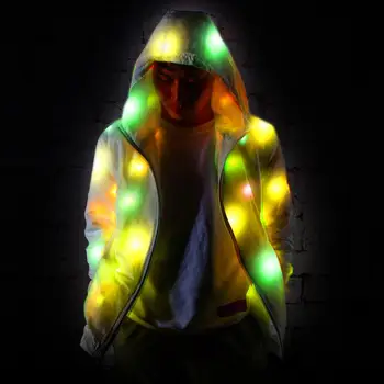 

2019 LED Luminous Faux Fur Coat Lady Bar Dance Show Nightclub Clothes LED DJ Costumes Christmas Halloween Party Cospaly Suit