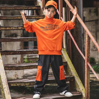 

Kid Loose Hip Hop Clothing High Neck Sweatshirt Top Hiphop Running Casual Pants for Girl Boy Jazz Dance Costume Set Wear Clothes