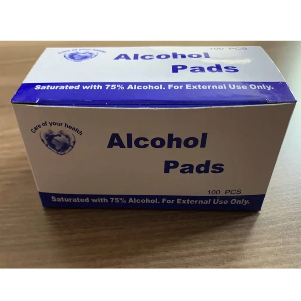 100pcs Disposable alcohol disinfection cotton pad Disposable Cotton Sterilization Alcohol Wipe Pad First Aid Disinfection