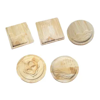 

Handmade Natural Wood Coaster Round Square Teacup Mat Wooden Coasters for Drinks Q0KE
