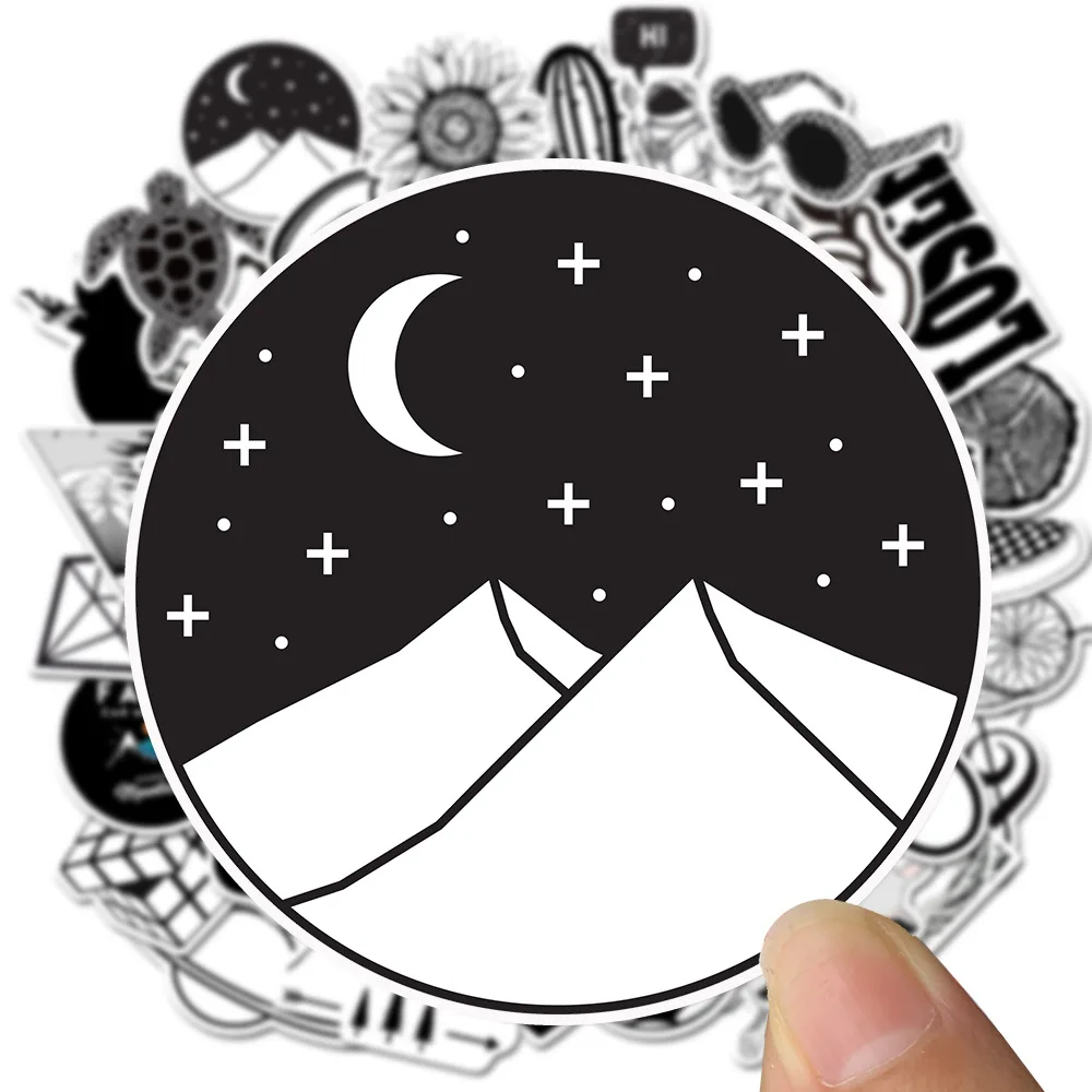 VSCO Stickers for Kids - Black and White Waterproof Decals for Suitcase, Laptop, Car, Bicycle, Helmet - Classic Toy image 3