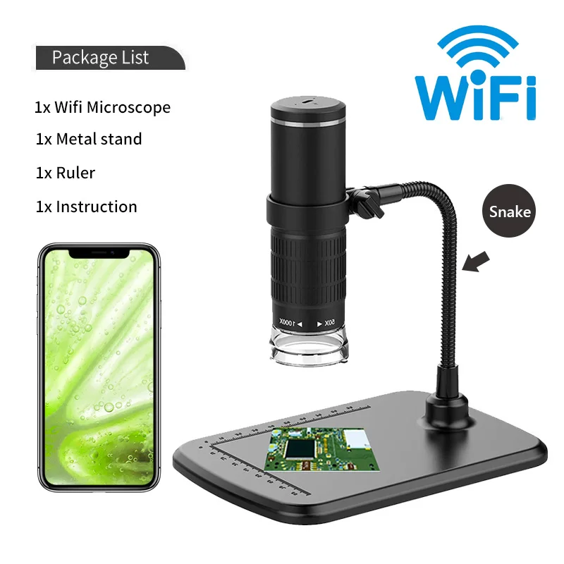 Microscope numérique sans fil, grossissement 50X-1000X, microscope portable  WiFi, caméra microscope USB HD avec support réglable, compatible avec les  ordinateurs iPhone, Android, iPad, Windows, Mac - K&F Concept