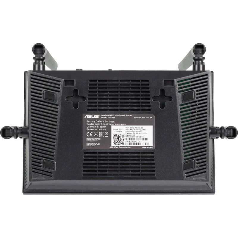 Роутер беспроводной Asus RT-N19 N600 10/100BASE-TX черный