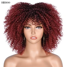 

Short Hair Kinky Curly Wigs With Bangs For Black Women Cosplay Lolita Synthetic Natural Blonde Wig Red Wig Afro Curls
