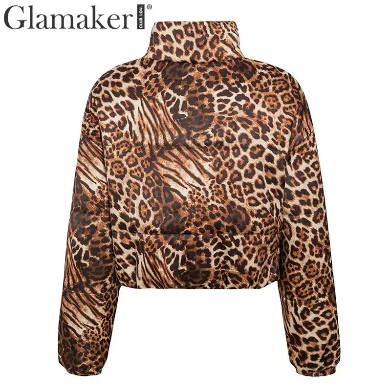Glamaker, леопардовая Женская Базовая куртка, пальто, Женское зимнее сексуальное манто, женское теплое пальто, куртка, Осеннее короткое пальто, уличная верхняя одежда