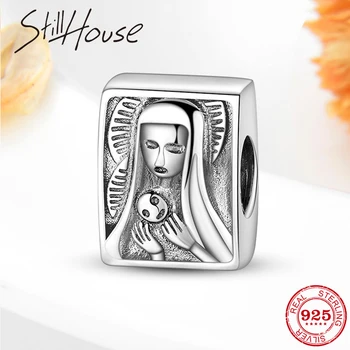 

New 925 Sterling Silver Square Give birth to life Goddess Isis beads charms Fit Original European charms Bracelet Jewelry making