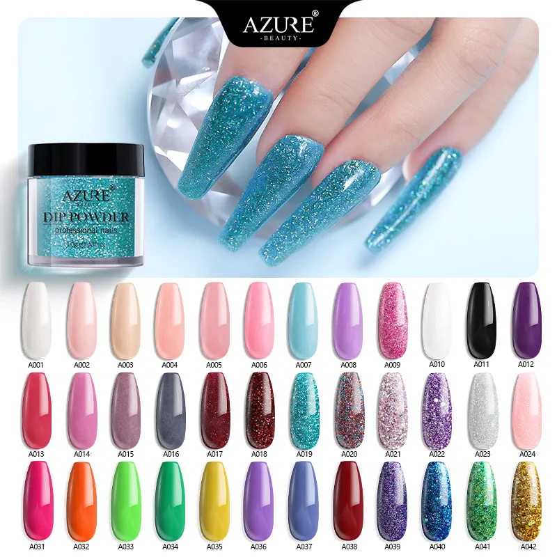 Azure beauty 63 шт./лот полный набор цветов Dip порошок Блестящий Блеск термо изменение