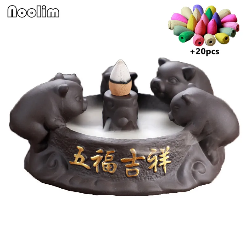 Фиолетовая глина Смешные животные курильница для благовоний горелка