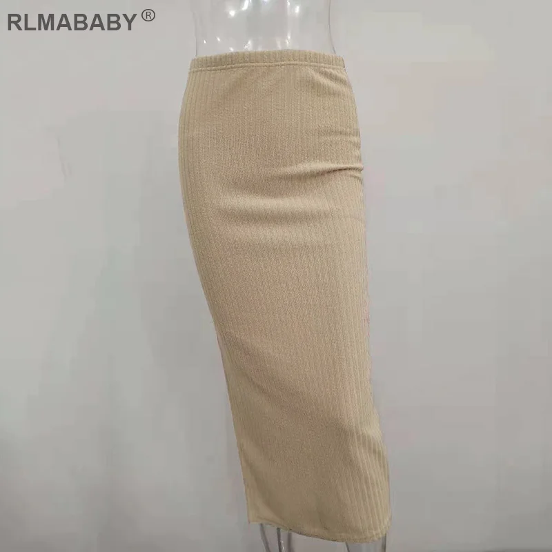 RLMABABY осенне-зимнее трикотажное эластичное Сексуальное Женское Платье с разрезом и высокой талией, облегающее хлопковое женское платье