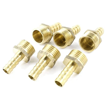 

6x Gold 1/2 PT Male to 10mm Hose Hoses Air Gas Quick Coupler Adapter