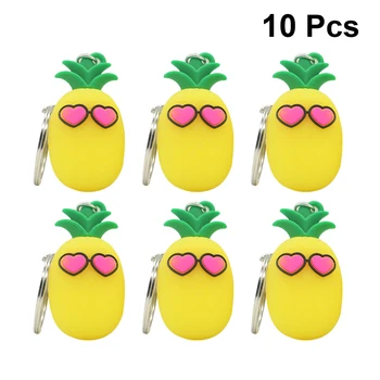

10pcs Cartoon Fruit Key Chain Soft Plastic Pineapple Key Chain Case And Bag Key Chain Decorative Pendant Gift Small Gift