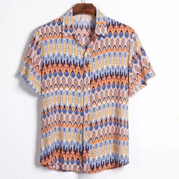 

Mens Ethnic Short Sleeve Casual Printing Hawaiian Shirt Blouse T-shirt 2020 hot new products Spot supplier Dropshipping 2020 ho