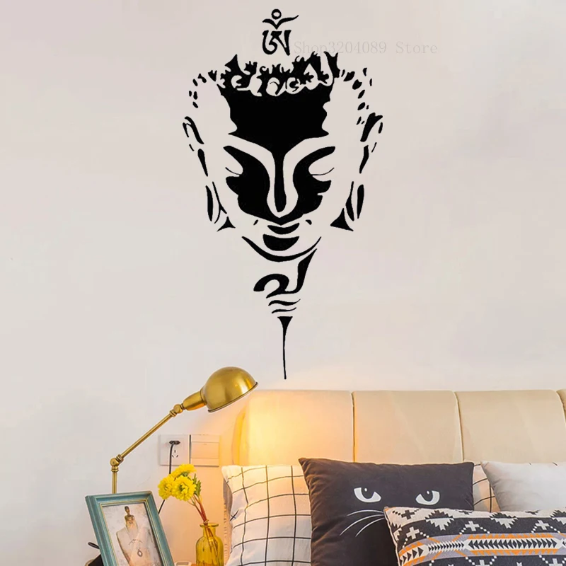 Creative Buddha Head Face Buddhism Wall Sticker Vinyl Religion Home Decor Bedroom Decal Art Self-adhesive Murals CN109 | Дом и сад