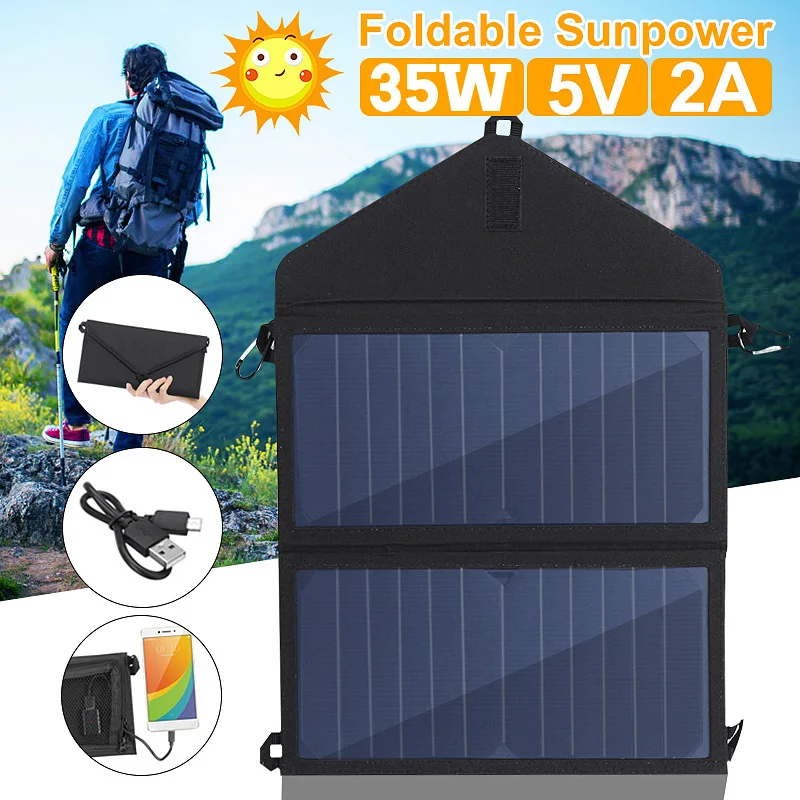35 Вт солнечная панель 5 в наружное солнечное зарядное устройство на солнечных батареях 2A USB выходное устройство портативные солнечные панели для смартфонов