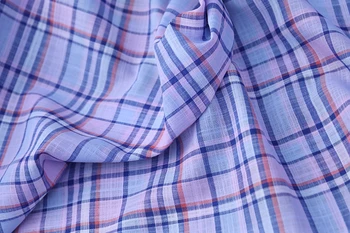 

Purple, Pink and Blue Romantic Plaid Ramie Shirt Dress Fabric
