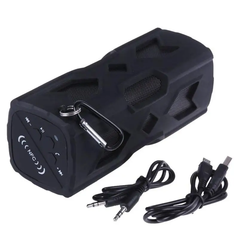 

Portable NFC Boombox Wireless Bluetooth 4.0 Speaker Ultra Bass Outdoor Waterproof Shockproof Power Bank Function (Black)