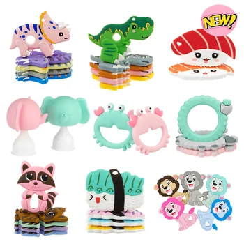 

TYRY.HU 1PC Silicone Baby Teether Dinosaur Raccoon Cartoon Baby Teething Food Grade Necklace Accessories Infant Chew Toys DIY