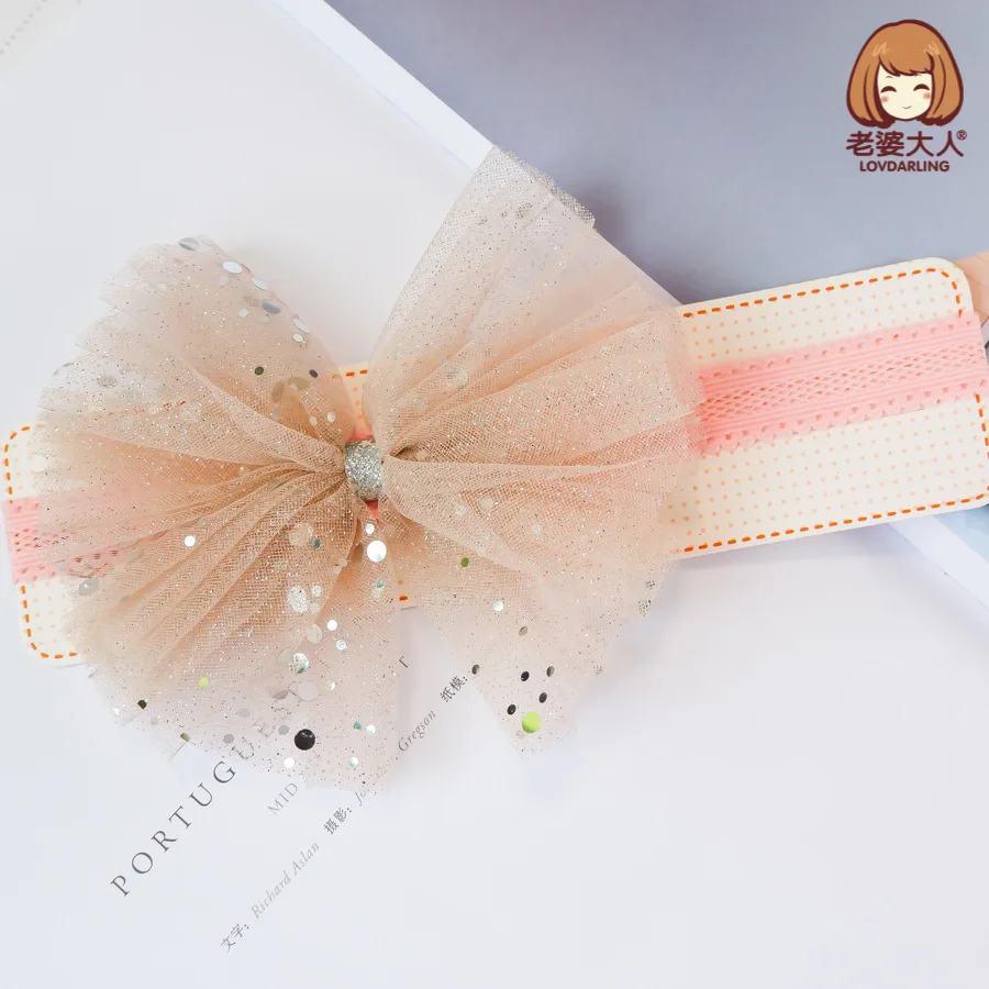 Его жена, стиль, Японский Корейский Seersucker, марля, большой бант, ультра-эластичная повязка для головы, Детские аксессуары для волос для девочек